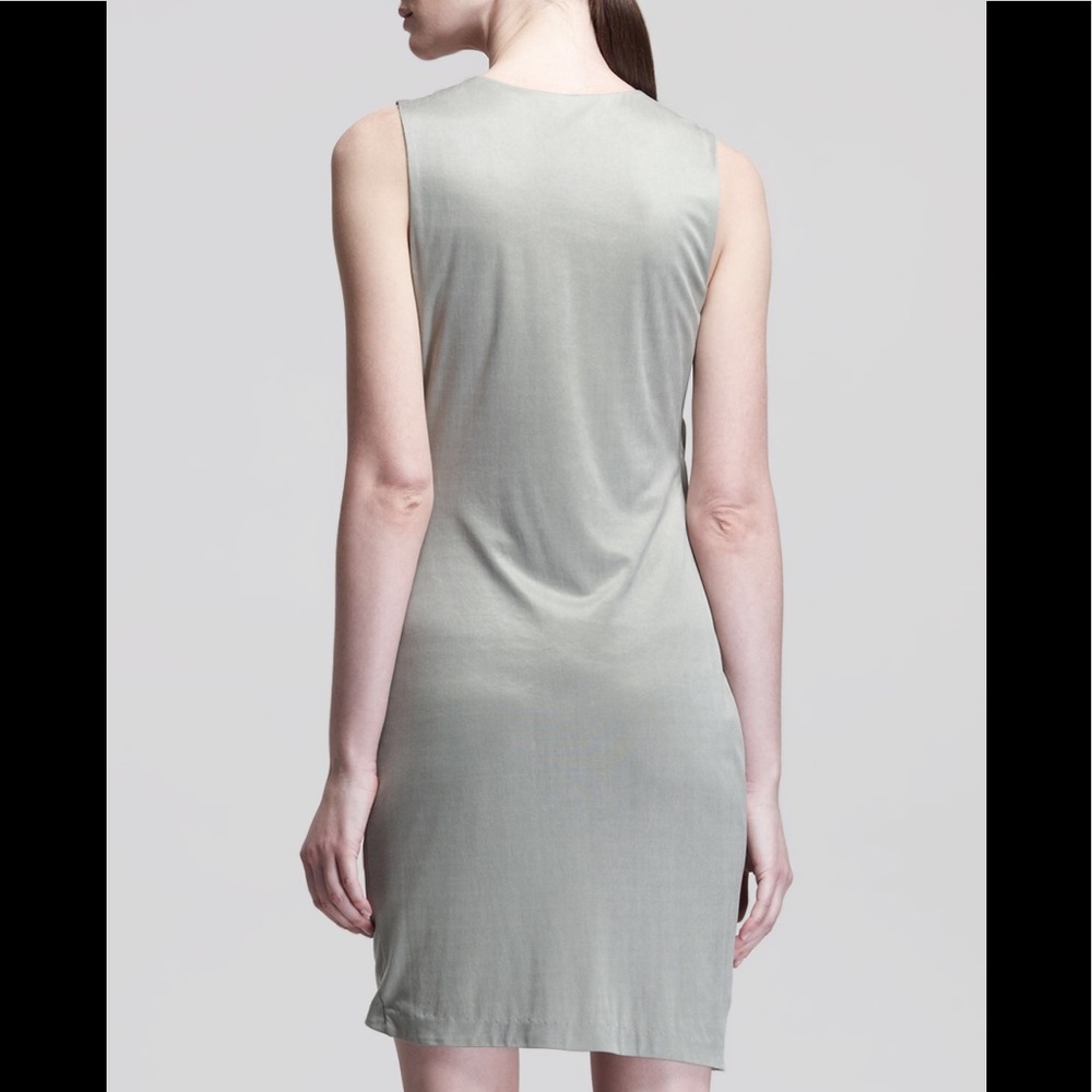 Helmet Lang gray shale side tuck Jersey asymmetrical dress size large - Picture 2 of 11